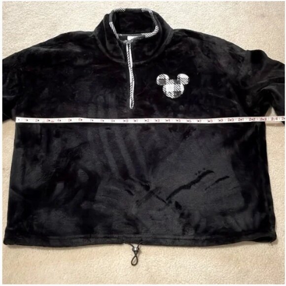 Disney Mickey Mouse Sequin Velvet Fuzzy Pullover Black Sweatshirt Women X-Large - Picture 12 of 14